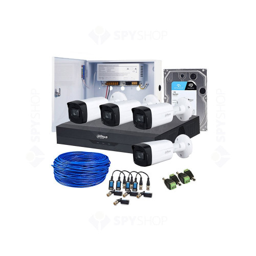 sistem supraveghere exterior complet dahua dh c4ext80 5mp 4 camere 5 mp ir 80 m 1 tb hdd1